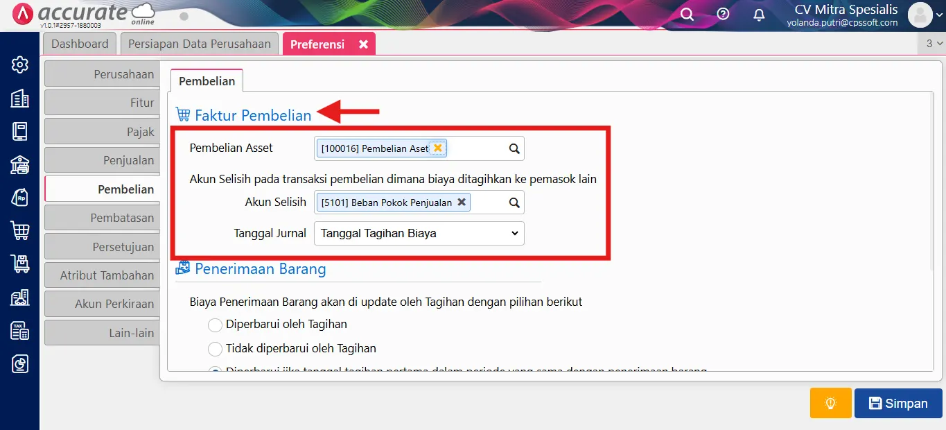 melengkapi bagian pembelian